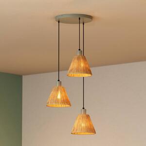 OSRAM závěsné světlo Decor Raffia, 3-ramenné kulaté, rafia, přírodní, stmívatelný, Hnědá / rez, Obývací pokoj / jídelna, Venkovský / rustikální
