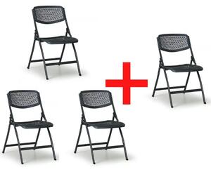 Skládací židle CLICK 3+1 ZDARMA, šedá
