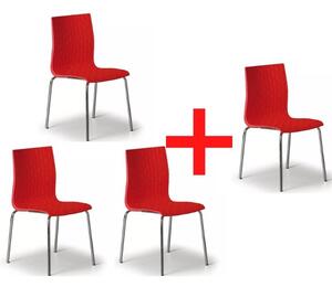 Plastová židle na kovových nohách MEZZO, Akce 3+1 ZDARMA, červená