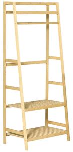 HOMCOM Bamboový věšák s poličkami pro předsíň a ložnici, 70x42x164 cm | Aosom