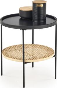 Konferenční stolek KAMA - černý/přírodní ratan
