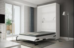 Praktická výklopná postel HAZEL 160 - bílá / černý lesk