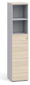 Kombinovaná kancelářská skříň PRIMO, dveře na 3 patra, 1781 x 400 x 420 mm, bílá/dub přírodní