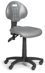 Pracovní židle PUR bez područek, asynchronní mechanika, pro měkké podlahy, šedá