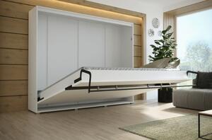 Horizontální výklopná postel HAZEL 160 - bílá / černý lesk