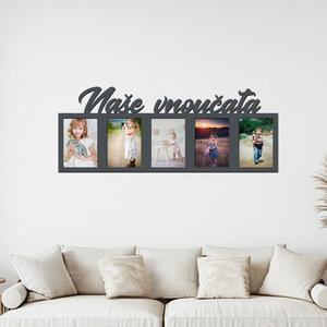 Dřevo života | Dřevěný fotorámeček Naše vnoučata Zvolte barvu dekoru: Antracitová | Rozměry (cm)grafie: 13x18 | Počet fotorámečků: 5