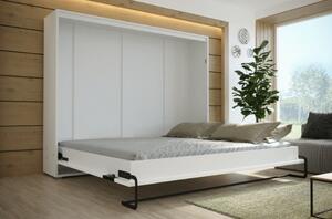 Horizontální výklopná postel HAZEL 140 - bílá / černý lesk