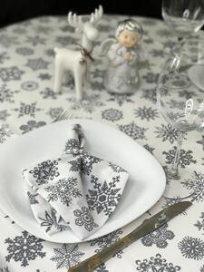Vánoční látkový ubrousek 35x35 CM šedé sněhové vločky na bílém podkladu Textil | Vánoční textil | Látkové ubrousky