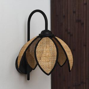 OSRAM nástěnné světlo Decor Rattan Lotus, béžové/černé, E27, stmívatelný, Krémová / jantar, Obývací pokoj / jídelna, Dřevo, Středozemní