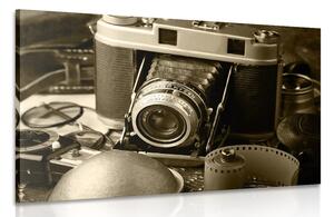 Obraz starý fotoaparát v sépiovém provedení