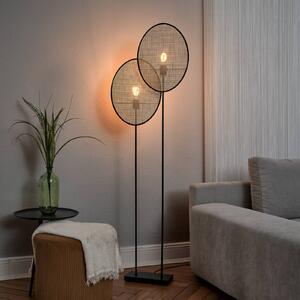 OSRAM Stojací lampa Decor Rattan Dandelion, 2 žárovky, béžová, E27, Krémová / jantar, Obývací pokoj / jídelna, Dřevo, Středozemní