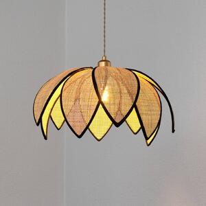 OSRAM Závěsné světlo Decor Rattan Lotus, Ø 48 cm, béžová, E27, stmívatelný, Krémová / jantar, Obývací pokoj / jídelna, Dřevo, Středozemní