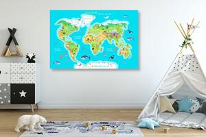 Obraz na korku zeměpisná mapa světa pro děti