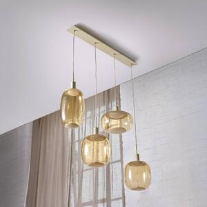 OSRAM závěsné světlo Decor Needle Linear béžová, ocel, 4 žárovky E27, stmívatelný, Krémová / jantar, Obývací pokoj / jídelna, kov, Moderní