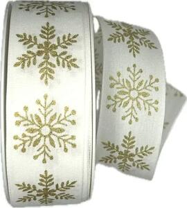 Stuha vánoční SNOWFLAKES bílá 40mm x 20m ( 9,-Kč/m)