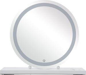 Zrcadlo do koupelny Padiro, rozměry 60 x 53 x 10 cm, bílé barvy, materiál: ocel, sklo a MDF, s LED osvětlením