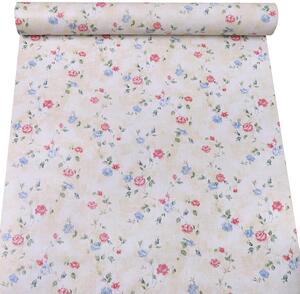 Samolepící tapety 45 cm x 10 m IMPOL TRADE 9033, růžičky modro-červené na krémovém podkladu, samolepící tapety