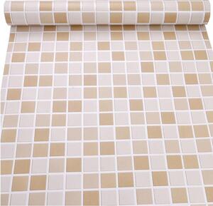 Samolepící tapety 45 cm x 10 m IMPOL TRADE 9197, mozaika béžová se stříbrnou spárou, samolepící tapety
