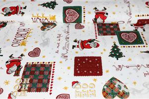 Vánoční dekorační látka bavlna HoHoHo Barva Vícebarevná Rozměry Vzorek (10x10 cm +/-1 cm)