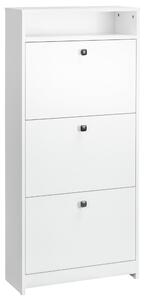 HOMCOM Botník s 3 sklápěcími přihrádkami (18 párů bot) a 1 úložnou policí z dřevotřísky, bílý, 60x24x132cm | Aosom