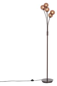 Designová stojací lampa bronzová s bronzovým sklem 5-světel - Atény
