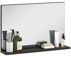 Zrcadlo do koupelny kleankin se policí, moderní víceúčelové zrcadlo do koupelny, ložnice a předsíně, 60x12x40 cm, černé | Aosom