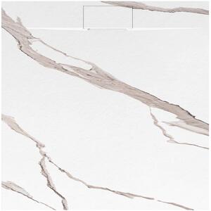 Rea Bazalt Carrara, SMC sprchová vanička 90x90, bílá-kamenný vzor, ​​REA-K7002