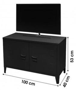 DOCHTMANN Komoda kovová černá, TV skříňka 100x40x53cm, industriální