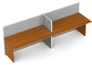 Rovný kancelářský stůl PRIMO s paravanem, 2 místa, nástěnka, třešeň