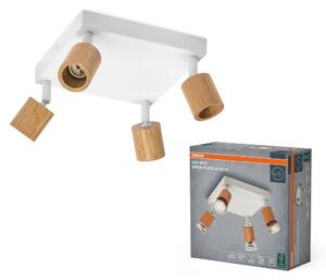 Bílé stropní bodové svítidlo Brick s dřevěným dekorem 4xGU10