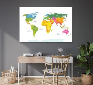 Obraz na korku výjimečná mapa světa s bílým pozadím