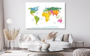 Obraz na korku výjimečná mapa světa s bílým pozadím