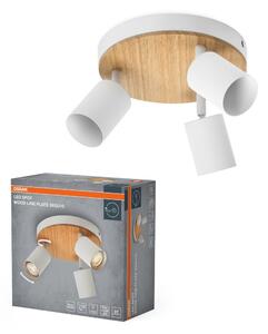 Stropní bodové svítidlo LED Wood Line Plate, 3x GU10, Bílá/Dřevo