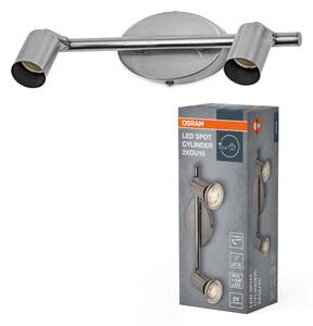 Bodové svítidlo LED Cylinder, 2x GU10, Kartáčovaný nikl
