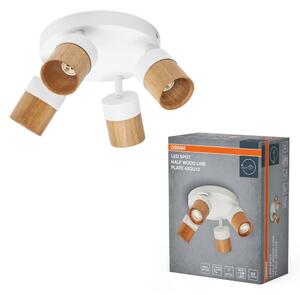 Stropní bodové svítidlo LED Half Wood Line Plate, 4x GU10, Bílá/Dřevo