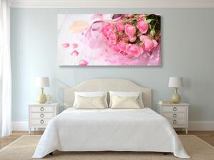 Obraz romantická růžová kytice růží