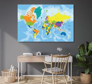 Obraz na korku barevná mapa světa