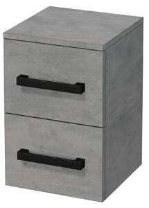 Koupelnová skříňka nízká s černou úchytkou SAT Cube Way 32,5x49,3x33 cm beton mat CUBE3CN32BE