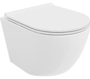 Mexen LENA Rimless, závěsná WC mísa se sedátkem pomalu-padajícím SLIM, 48 x 36 cm, bílá, 30220500