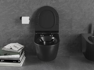 Mexen Lena WC mísa Rimless s pomalu padající deskou slim, duroplast, Matná černá
