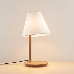 Lucande Jinda stolní lampa, dřevo, látka, bílá