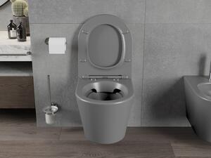Mexen Rico WC mísa Rimless s pomalu padající deskou slim, duroplast, Tmavě matová černá