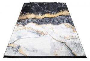 Makro Abra Kusový koberec pratelný TOSCANA 37010 Abstraktní pogumovaný černý krémový zlatý Rozměr: 160x230 cm