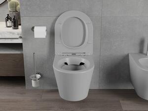 Mexen Rico WC mísa Rimless s pomalu padající deskou slim, duroplast, Světle matová šedá