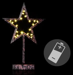 Vánoční dekorace hvězda na stojánku 38 cm, 20 LED, bronzová