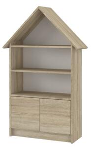 Dřevěná knihovna/skříň na hračky Domeček, - Dub Sonoma - -