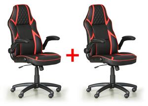Kancelářská židle GAME, 1+1 ZDARMA, černá/červená