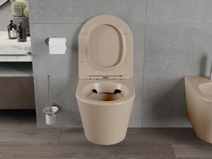 Mexen Rico WC mísa Rimless s pomalu padající deskou slim, duroplast, Matná cappuccino