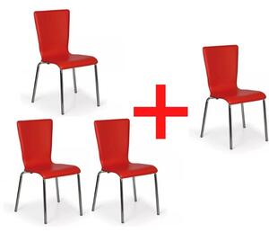 Kožená jídelní židle CAPRIO, červená, 3+1 ZDARMA