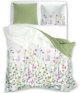 Bavlněné ložní povlečení Summer Dream s lučním kvítím a motýlky - 100% bavlna - 70 x 90 cm + 140 x 200 cm